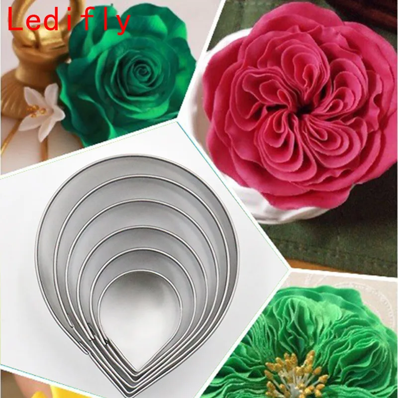 

Cake Decorating Fondant Sugarcraft Cutters Tools 6pcs/set Rose Petal Mold Mould