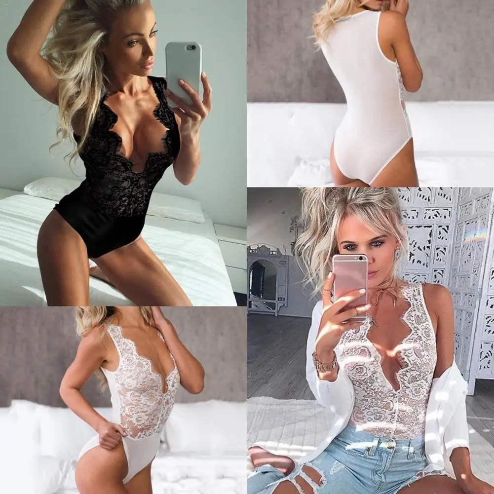 

Women's Fashion Sexy Deep V Lace Lingerie Sleepwear Underwear Nightwear Babydoll G-string Erotic Lingerie Porno Bralette Set