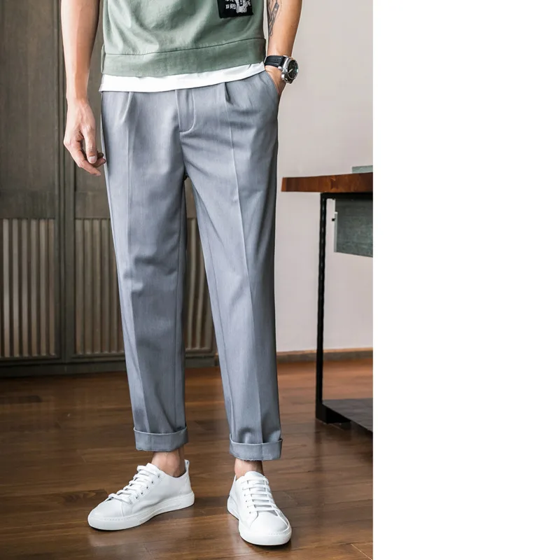 Men's Casual Trousers 2019 Four Seasons New Style British Tide Slim Feet Pants Youth Popular Loose Pants Casual Men's Clothing