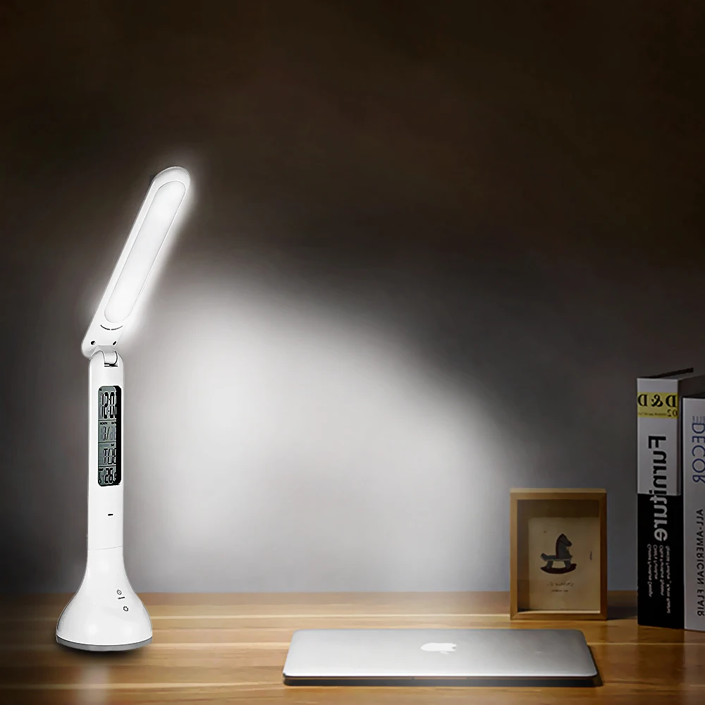 

Q2 4W DC 5V 18LEDs Desk Lamp Foldable Dimmable Touch Table Lamp With Calendar Temperature Alarm Clock Table Light Night Lights