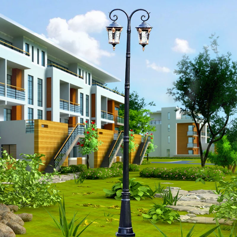 

2.8m Double Arms Garden Decoration Landscape Post Street Lighting Pole For Sale