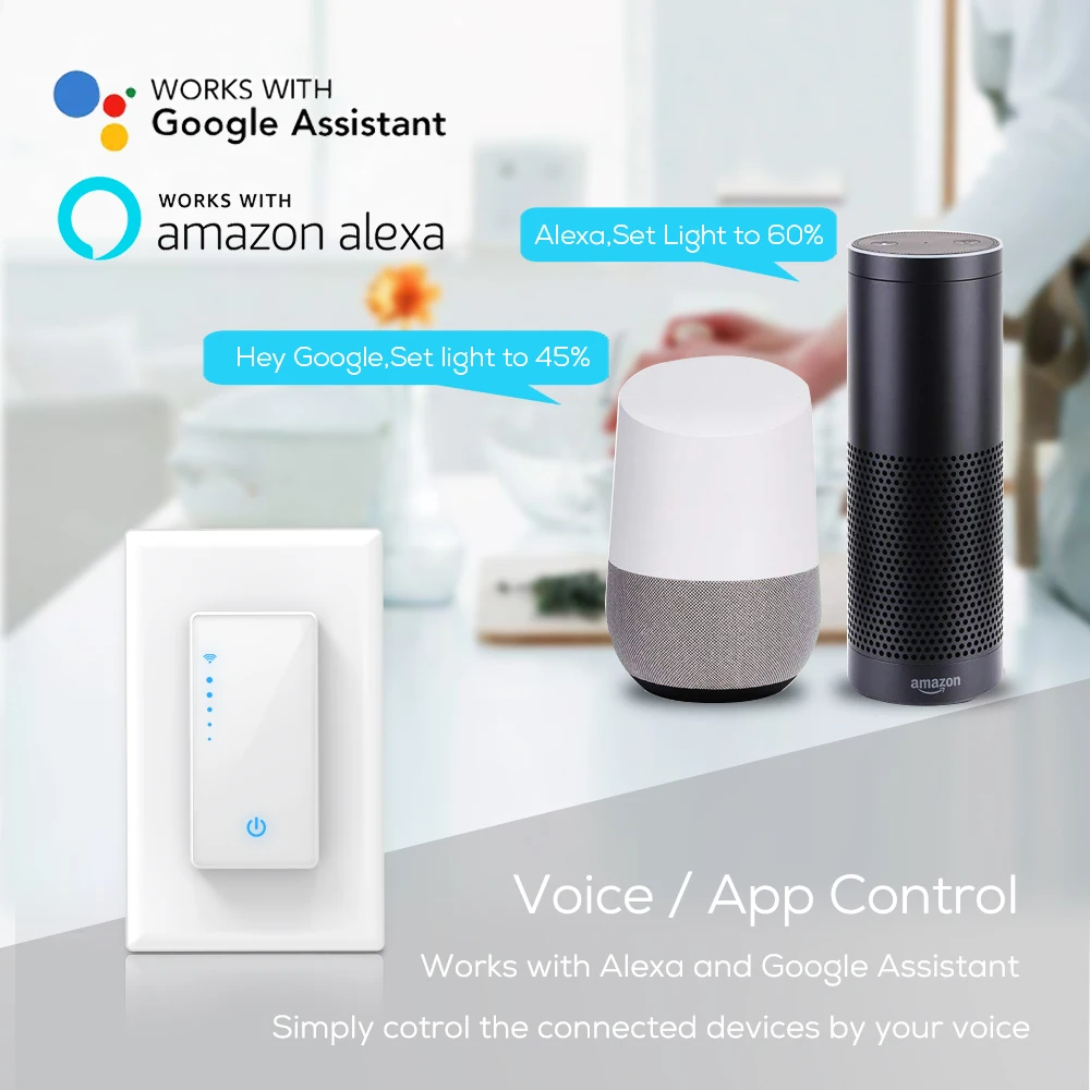 Für Smart Leben APP Telefon Fernbedienung Kompatibel Für Alexa Google Assistent Dimmbare WiFi Schalter UNS Stecker Wand-In smart Switch