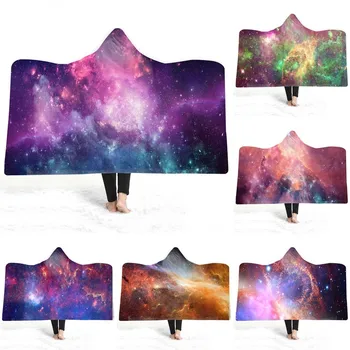 

Warm Hoodie Blanket Cosmic Galaxy Thickening 3d Printed Pattern Throw Blanket Sofa/bed/plane Travel Bedding hooded blankets