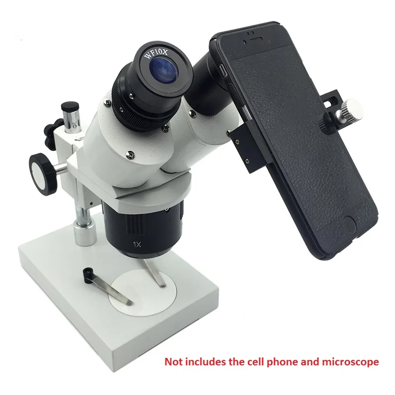 Universal Mobile Phone Holder Adapter with 10X Eyepiece Phone Clip Connect with Stereo Microscope Take Send Save Photo Video