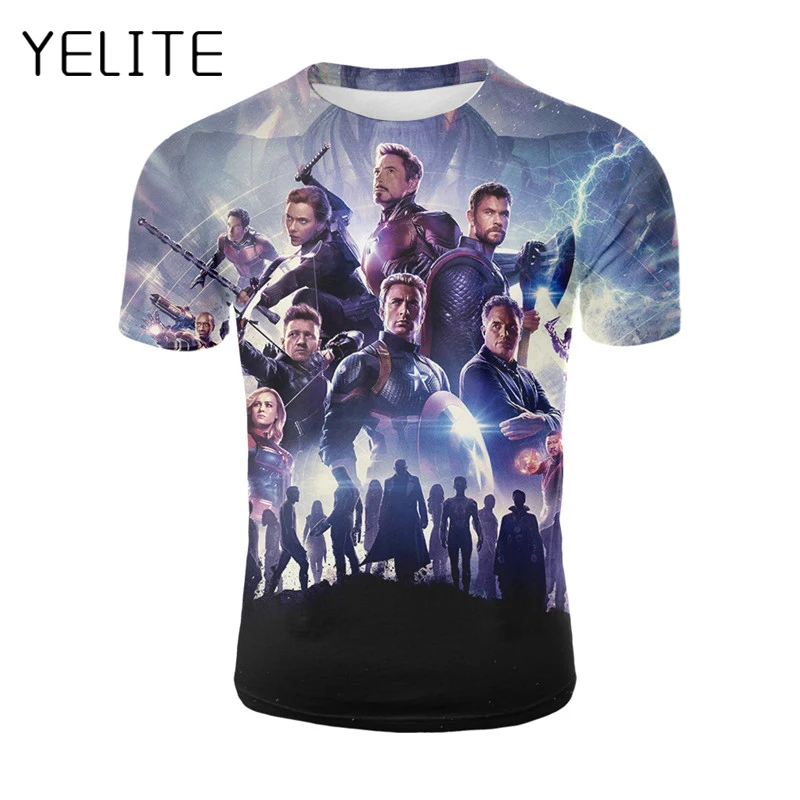 

YELITE 2019 The Avengers 4 Endgame Tshirt Summer Newest Men T Shirt Avenger Road Superhero Design T-Shirt Casual Short Sleeve