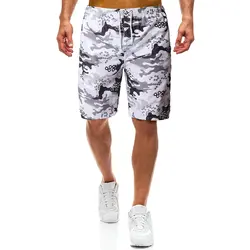 Летние Новые мужские пляжные брюки быстросохнущие пляжные повседневные камуфляжные шорты с принтом модные Пять брюк