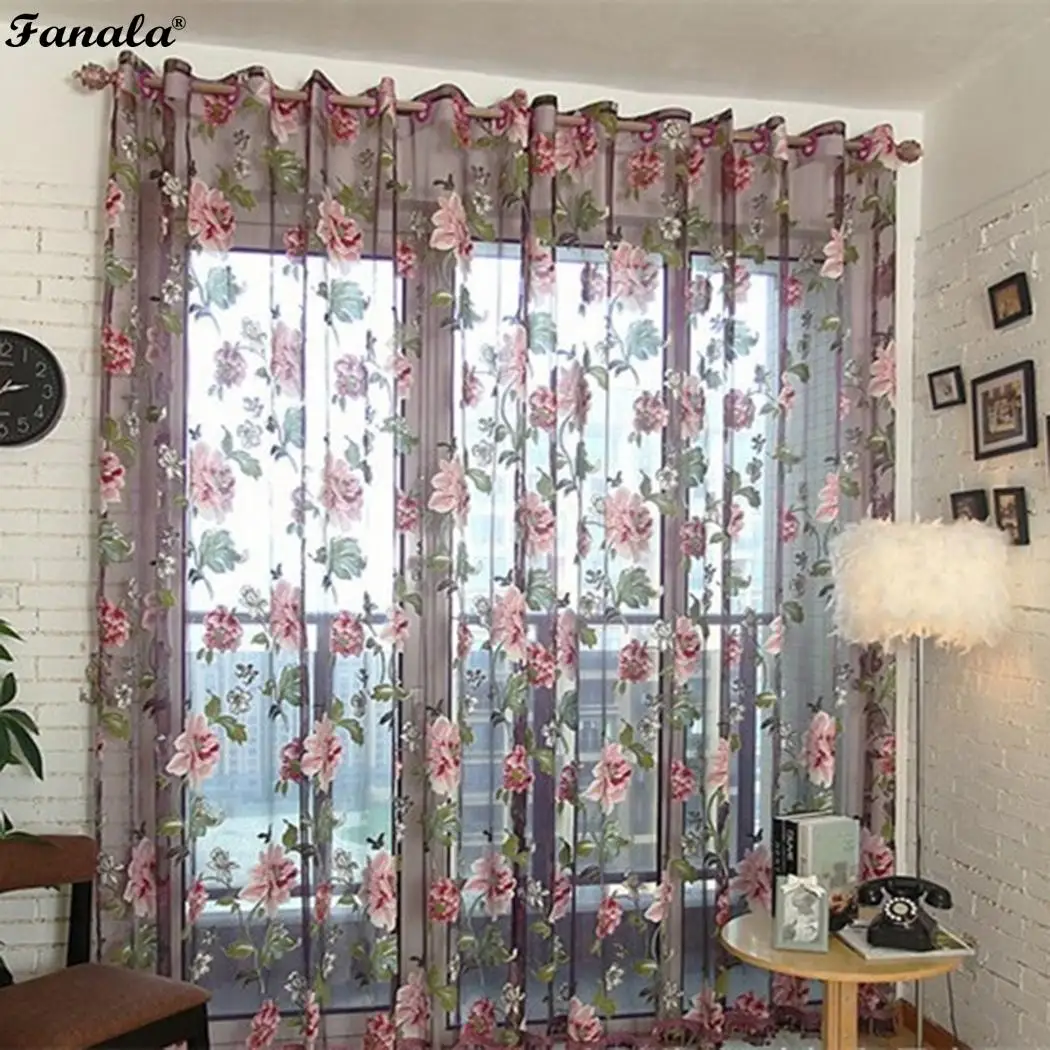 Peony Flower Window Living Room Bedroom Home Hospital Cafe etc Curtain Hanging On Rod | Дом и сад