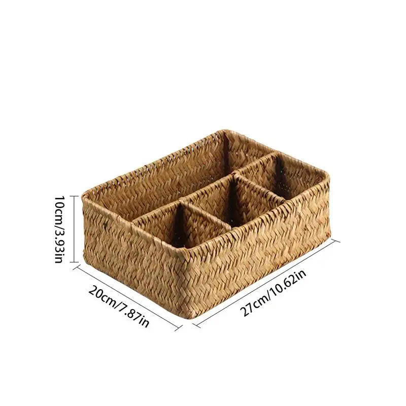 3 сетки ручной работы ретро соломенная коробка для хранения водорослей плетеная корзина для макияжа плетеные корзины для организации ротанга контейнер для фруктов