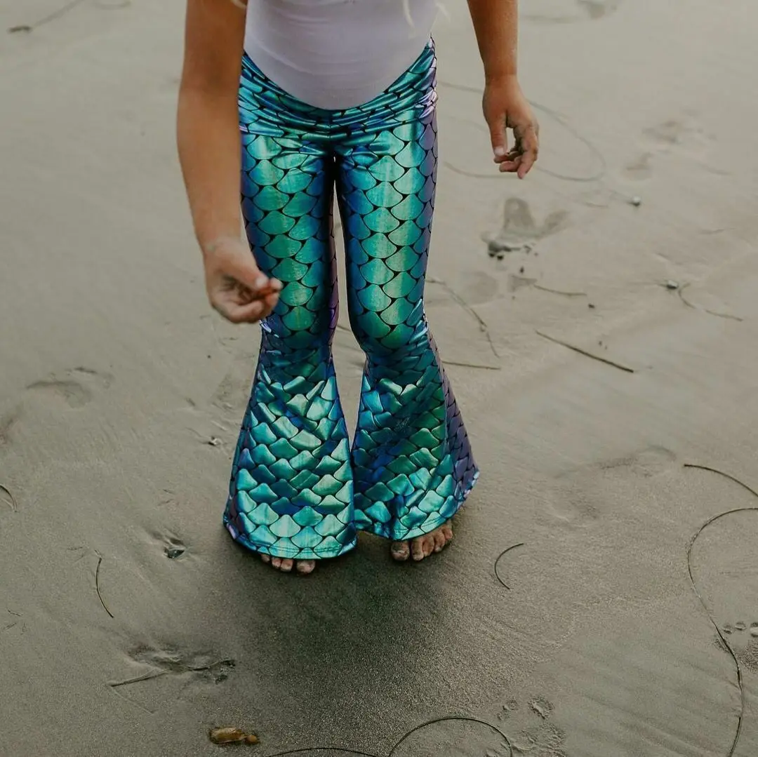 

Infant Baby Girls Skinning Mermaid Leggings Wide Long Pants Trousers Kids