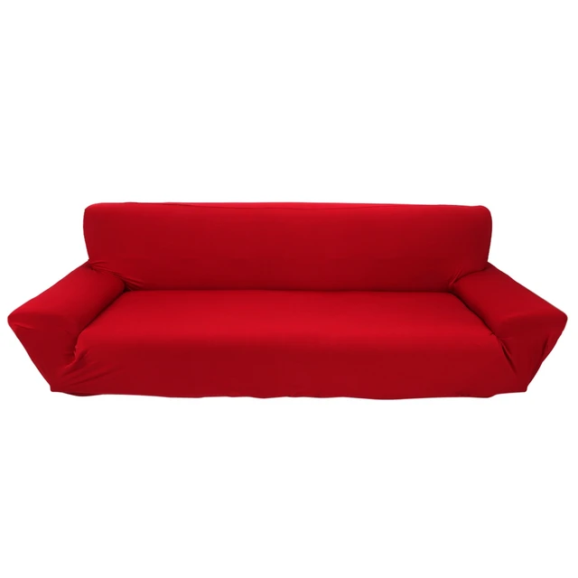 Buy Red Pure Colour Elastic Couch Stretch Sofa Cover 4