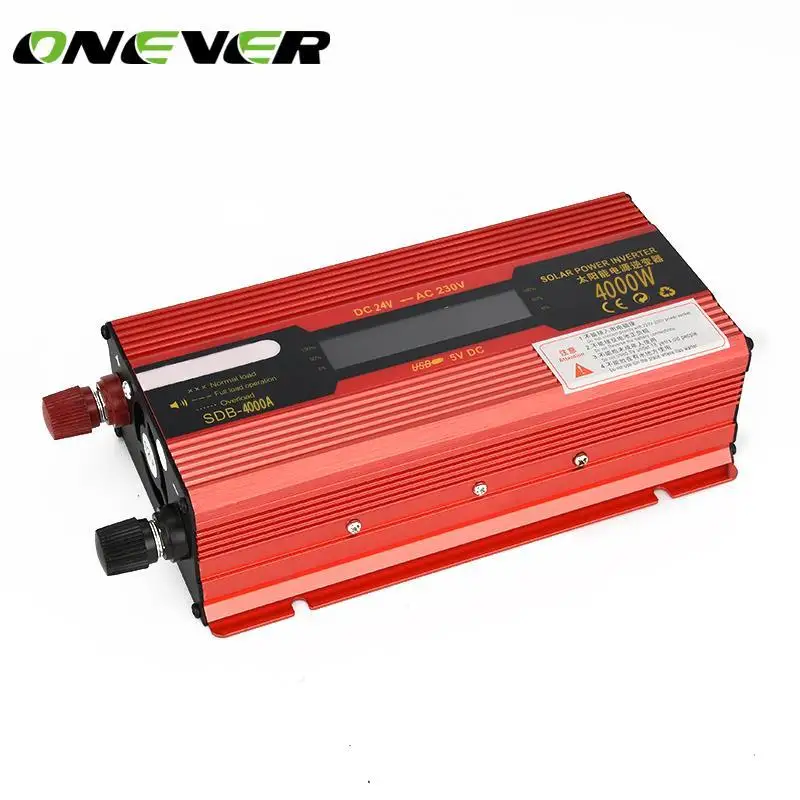 

Onever Car Power Inverter 4000W DC12/24V to AC110/220V 4 USB Interfaces LED Digital Display Solar Car Power Inverter Converter