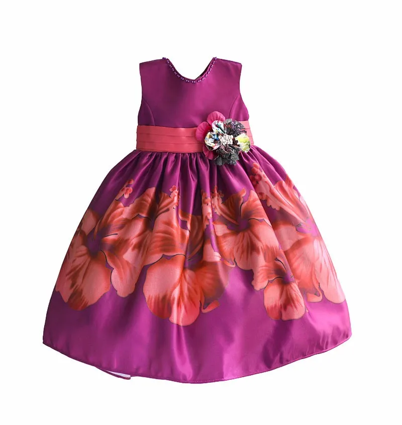 Дешево Рождественское платье с цветочным принтом и бантом ручной работы для девочки нарядное платье для девочки стильное платье с принтом