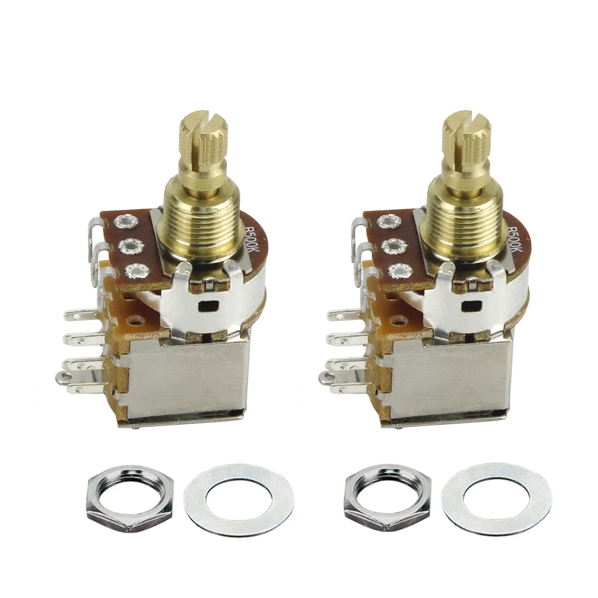 

FLEOR 2PCS Guitar Potentiometer Pot Switch Push Push B500K Linear Taper Volume Control Copper Short Split Shaft Pot