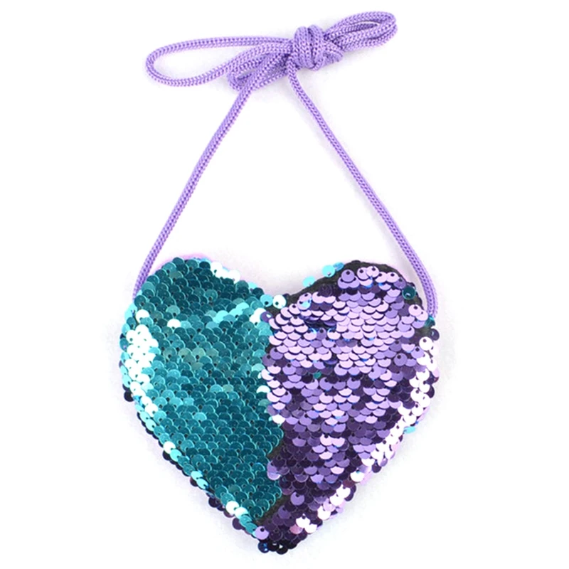 

New Sequins Heart Kids Shoulder Coin Bag Baby Girls Mini Messenger Bag Cartoon Boys Small Coin Purse Children Handbags