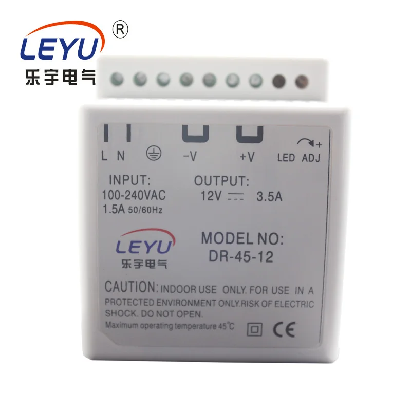 Din Rail Mount LED Indicator 45w power DR 45 12 Two Years Warranty