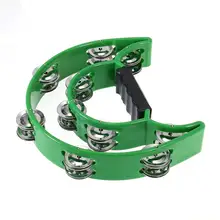 Двухрядный Тамбурин Полумесяца металлические музыкальные Jingles Тамбурин ручной