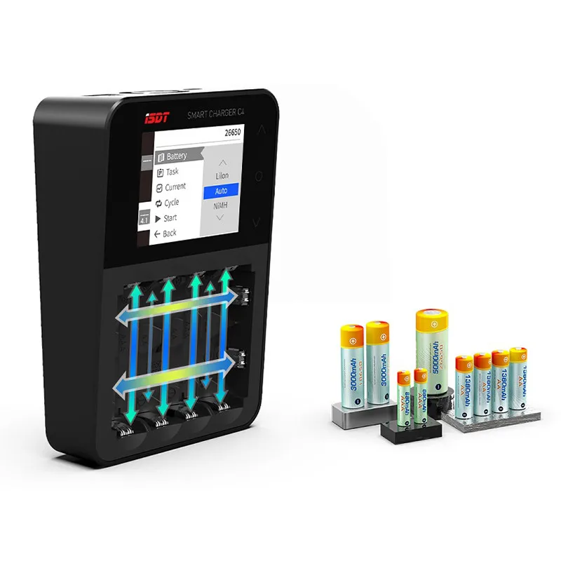 ISDT C4 8A Экран интеллигентая(ый) смарт-Батарея Зарядное устройство W/USB Выход для 18650 26650 10440 14500 18650 22650 AA AAA Батарея