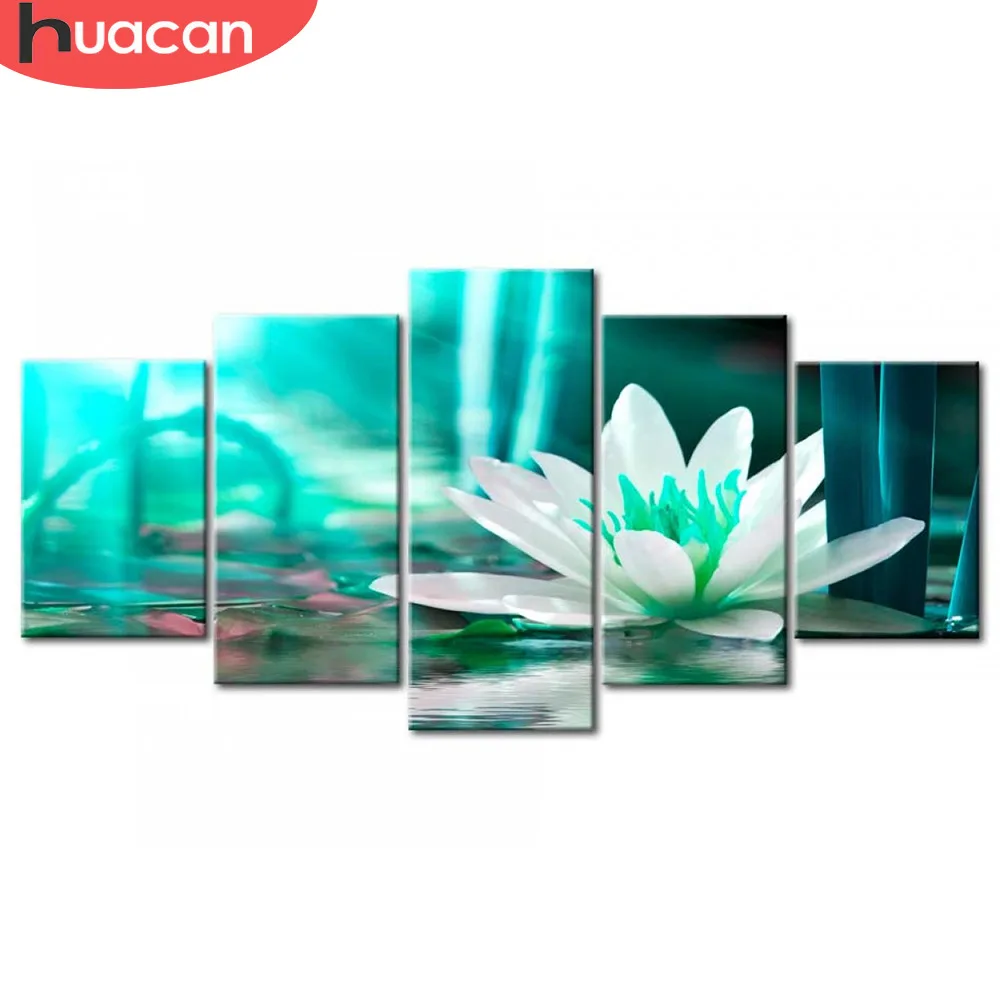 

HUACAN 5pcs/set Diamond Painting Full Square Cross Stitch Diamond Embroidery Flower Diamond Mosaic Multi-picture Home Decor