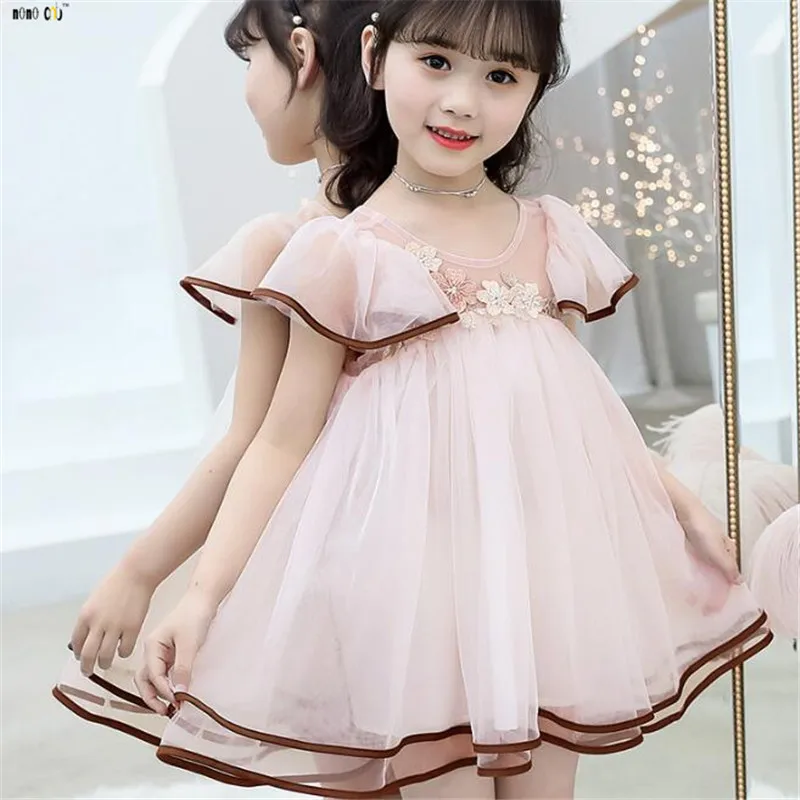 

Summer Girl Dresses 2019 Children Kids Clothing Princess Dress Flower Pattern Leader Party Wedding Dress Girl Child Clothes