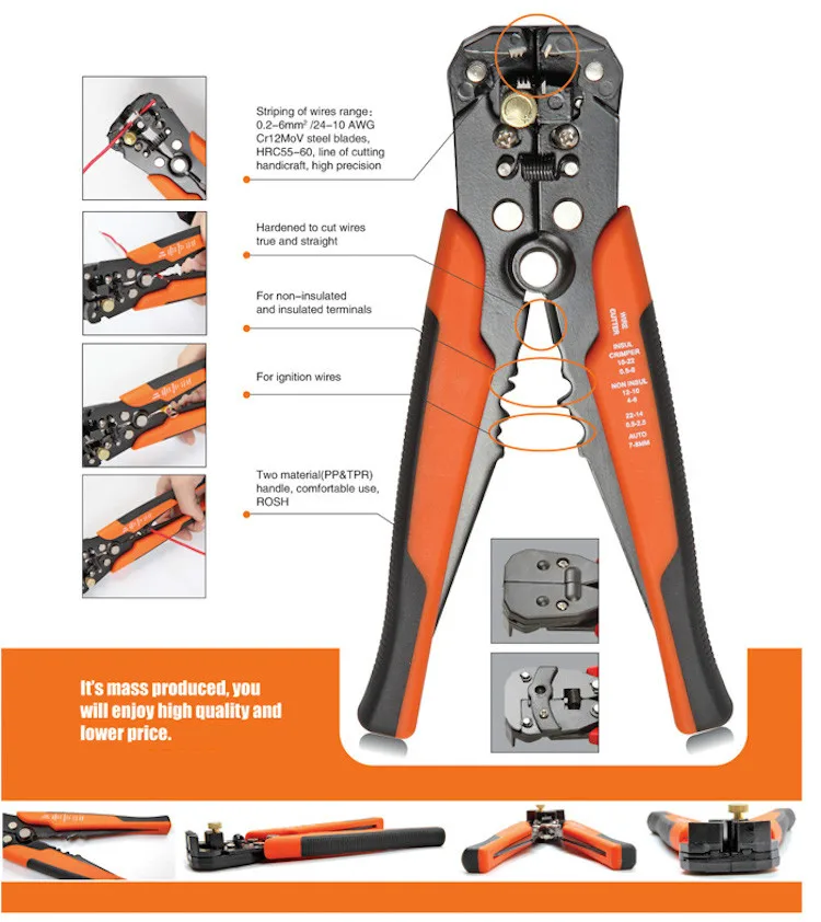 Автоматический резак для зачистки проводов, Электрические плоскогубцы для зачистки проводов, обжимной кабель, электронные щипцы для зачистки кабеля, Мульти