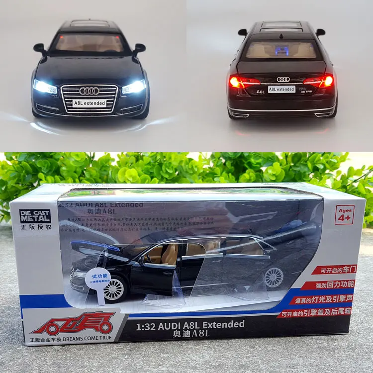 1:32 лицензированный Литой Сплав металла элегантный лимузин модель автомобиля для Audi A8L Расширенная коллекция седан модель игрушки автомобиль