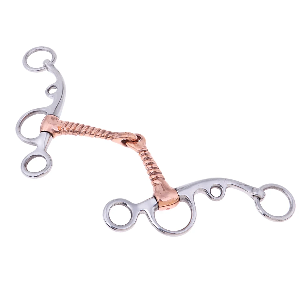 Stainless Steel Horse Snaffle Bit Tack with Copper Screw Joint Mouth Equestrian Equipment Supplies 4
