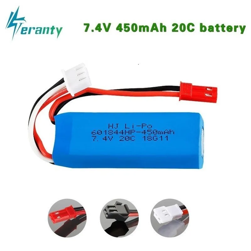 Литий Полимерный Аккумулятор 7 4 в 450 мАч 20C и зарядное устройство USB для wltoys K969 K979
