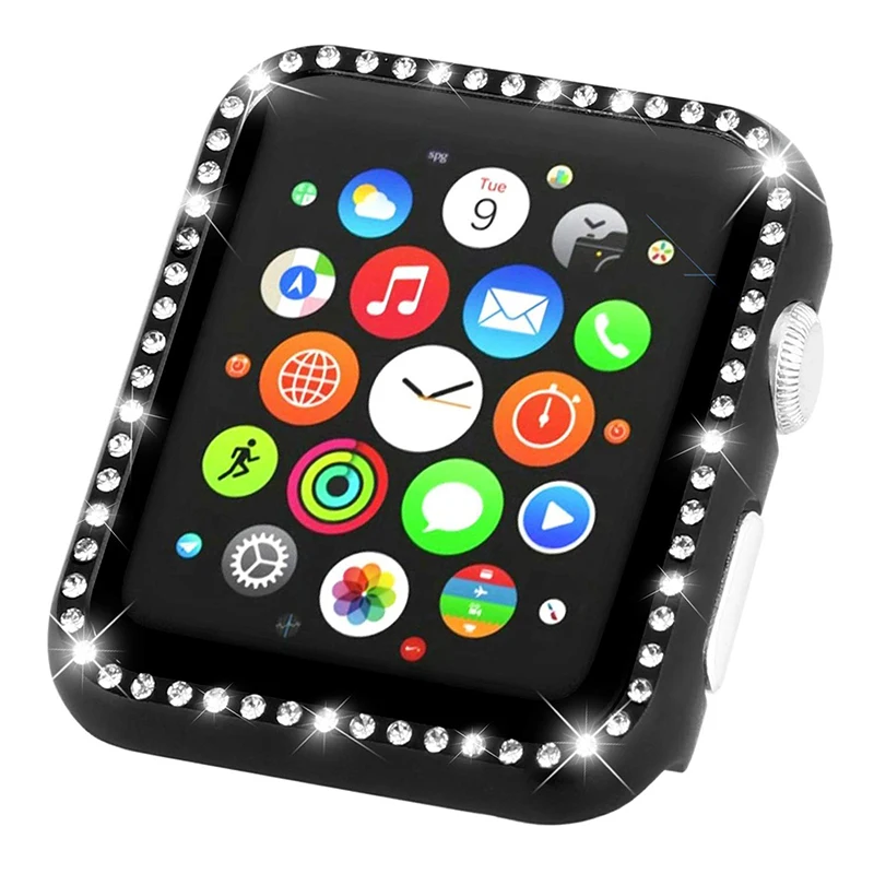 

abdo Aluminum Metal Frame Bling Diamond Protective Case for Apple Watch 38MM 42MM Women Watch Hard Cover for iWatch Series 3 2 1