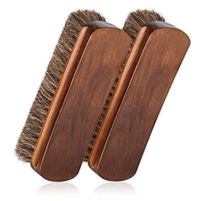 

2pcs New Horsehair Shoe Brush Shine Brushes scraping tool with Horse Hair Bristles for Boots, Shoes & Other Leather Care Brush