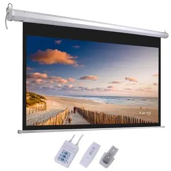 

Projector Screen 92" Viewing Area Motorized Wall Mounted Projector Screen With Remote Control Matte 16:9 Anti-light Screen