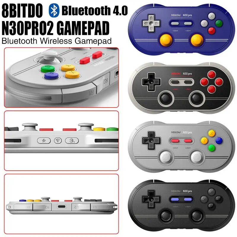 

Newest 8Bitdo N30Pro2 Bluetooth Wireless Gamepad Game Controller Support NS For Computer Mobile Phones Vibration Body Induction