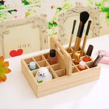 

21-Grid Wooden Essential Oil Box Wooden Multiple Compartments Natural Essential Oil Display Case Cosmetic Brush Nail Oil Holders