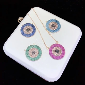 

6PCS ZYZ-N9832 Fashion Choker pendants Necklace Gold color Eye zirconia pendant Necklace pave cz For Women