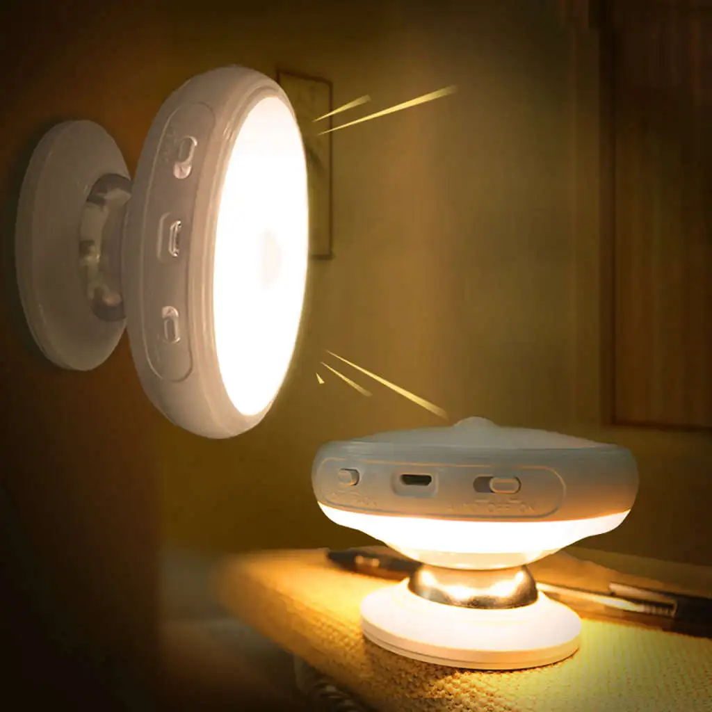 Перезаряжаемый вращающийся светодиодный Pir Ночной светильник, Автоматическое включение/выключение, настенный светильник с датчиком движения, светильник для шкафа, батарея для туалета, светильник