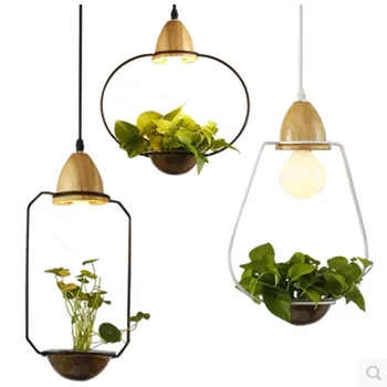 

LED E27 Kitchen Dining&bar Pendant Light Loft Wrought Iron Plant Pot Bar Restaurant Pendant Lamp Black/White Hanging Lamps Avize