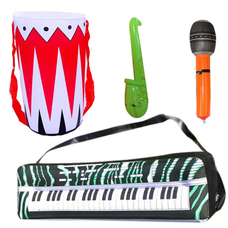

4pcs Inflatable Instruments Toy Set Electronic Organ Drum Saxophone Microphone Musical Instruments Toy for Kids Children