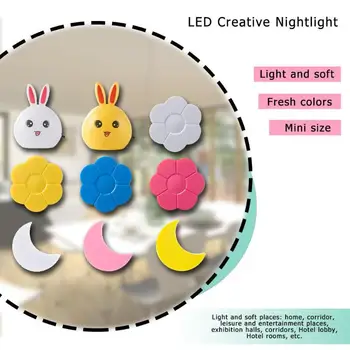 

Mini Creative LED Small Night Light Soft Light Smart Light Switch Control Zero Radiation Induction Bedside Lamp Extra long usage