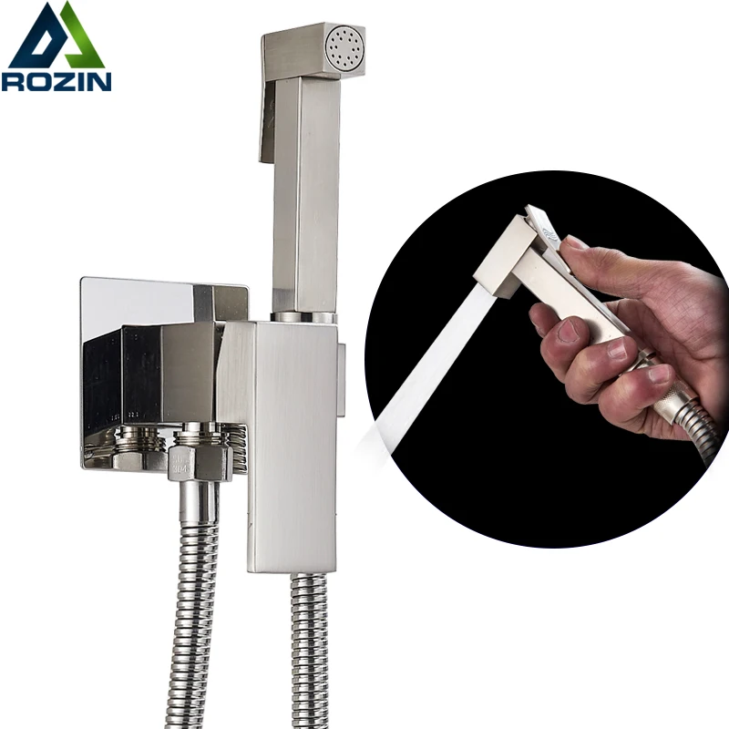 Brushed Nickel Bidet Faucets Wall Mounted Bathroom Shower Tap Bidet