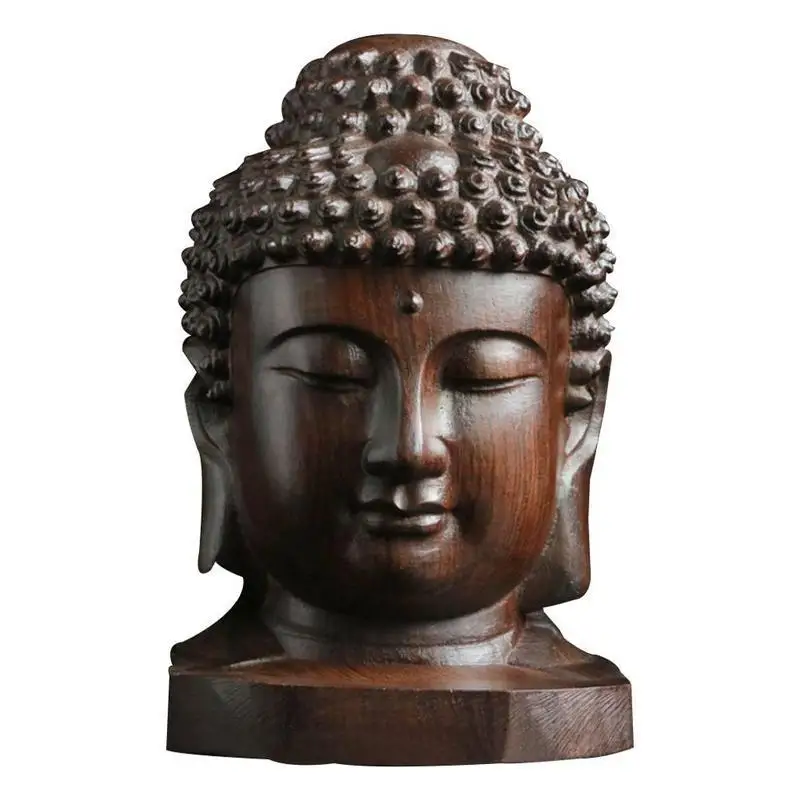 

6cm Chinese Half Shakyamuni Amitabha Buddha Half Demon Head Statue Wood Carved Home Decoration Accessories MJG2141