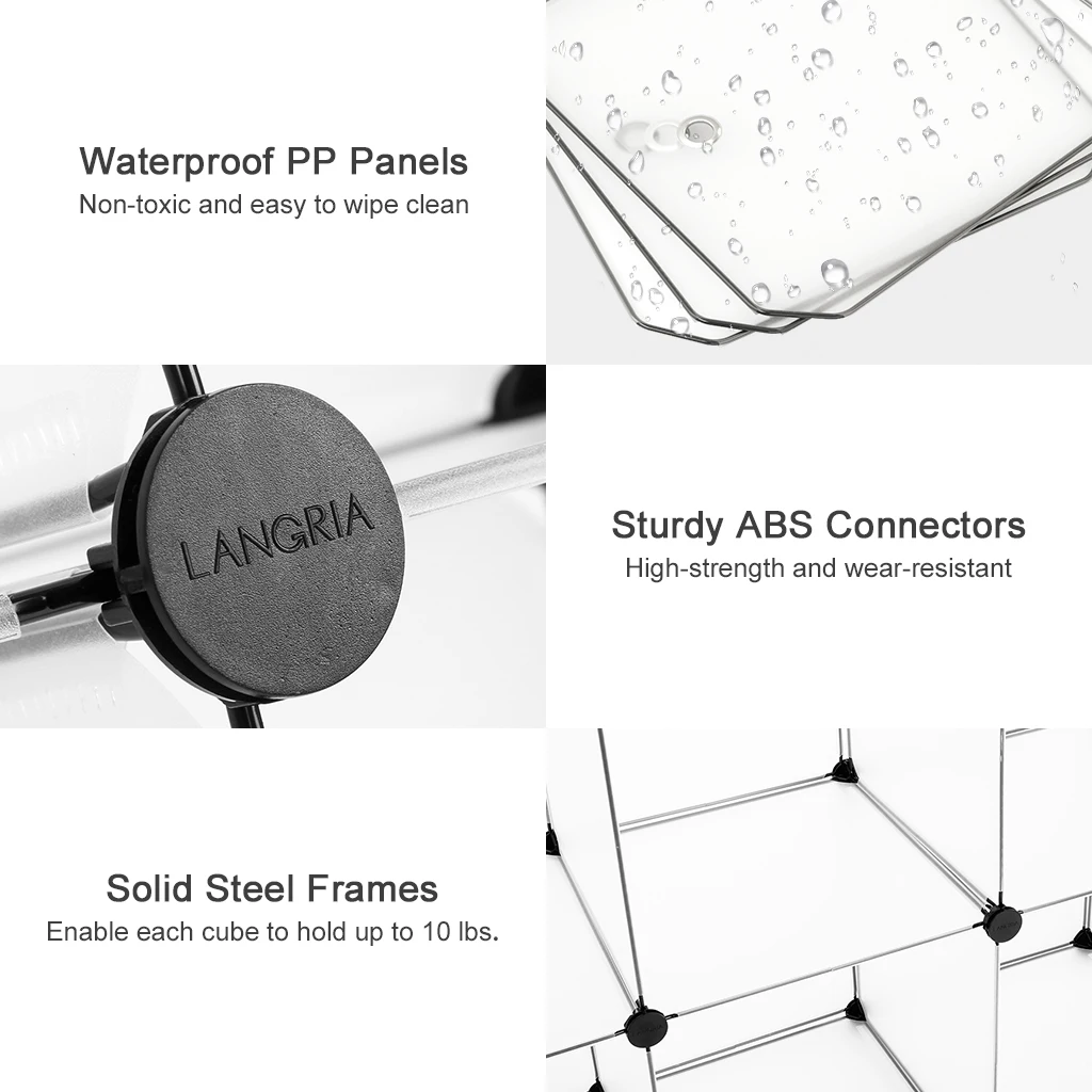 LANGRIA 6-مكعب المتشابكة وحدات التخزين المفتوحة المنظم رفوف نظام خزانة خزانة رف لملابس المنزل أحذية اللعب
