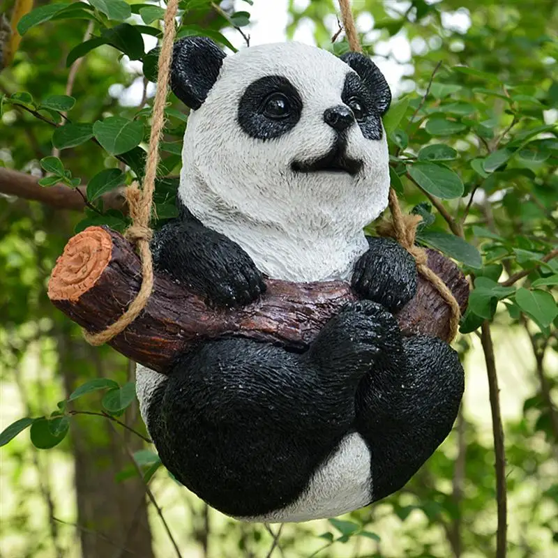 

1 Pc Statue Resin Swing Panda Garden Outdoor Decor Figurines Ornaments Sculpture for Balcony House Gallery Patio
