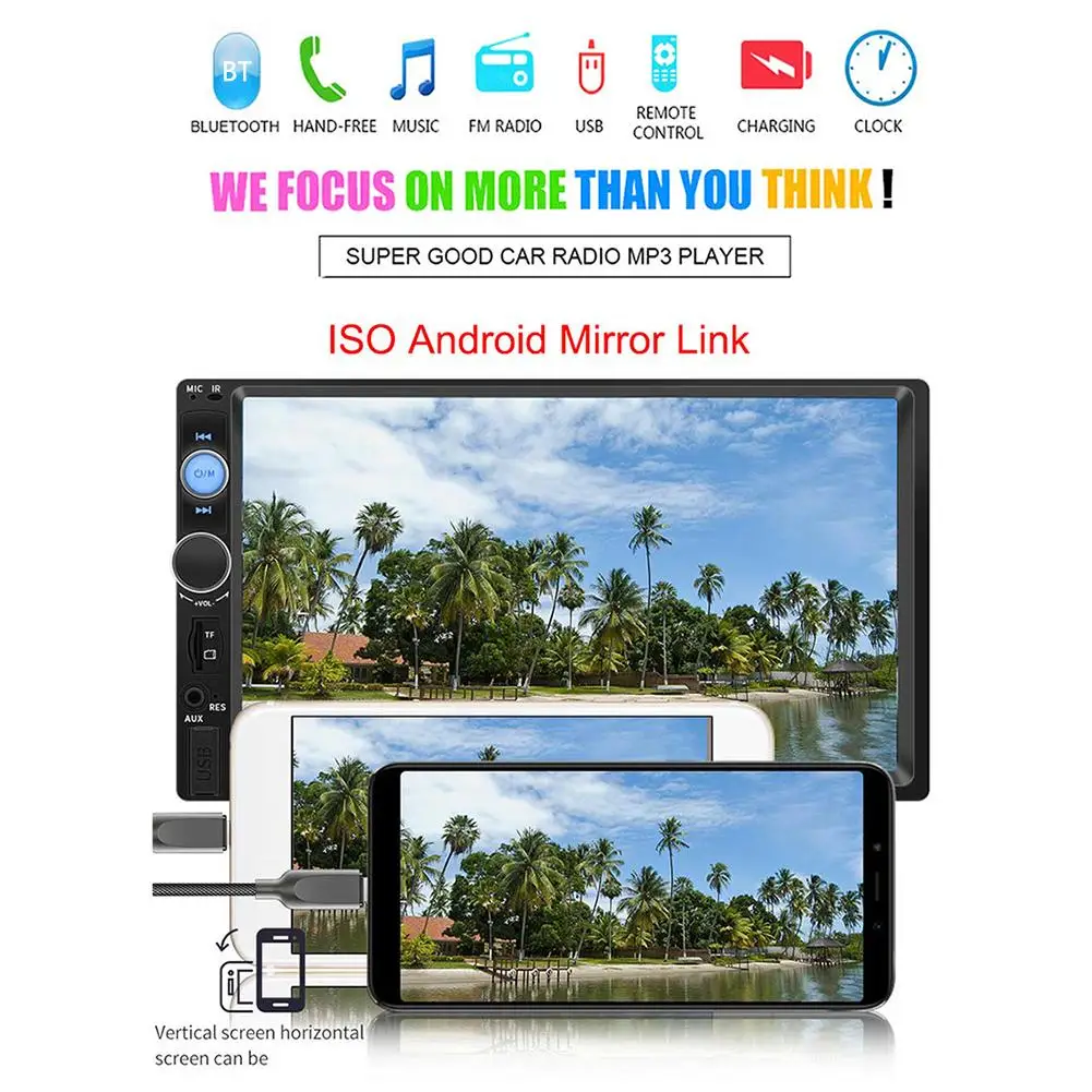 

Bluetooth Car MP5 Player Stereo Radio 2 DIN 7 Inch Car MP5 Player Touch Screen MP5 Player Car Connecting Camera For IOS Android