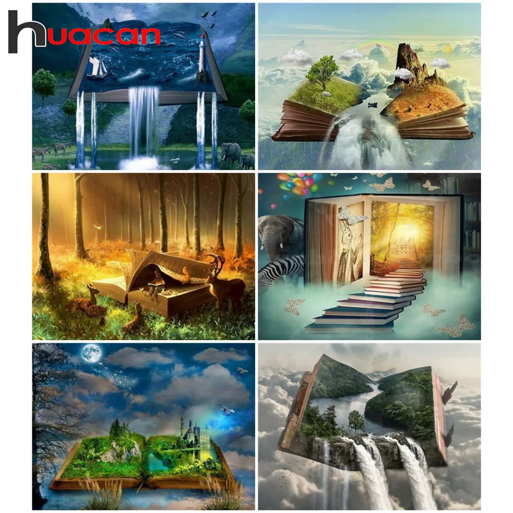 

Huacan 5D DIY Diamond Painting Cartoon Book Full Square Diamond Embroidery Picture Rhinestone Mosaic Decor Home Gift