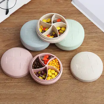 

1pc Mini 5 Slot Health Care Pill Box Round Medicine Drugs Tablet Holder Multicolor Sort Storage Case Organizer Pill Container