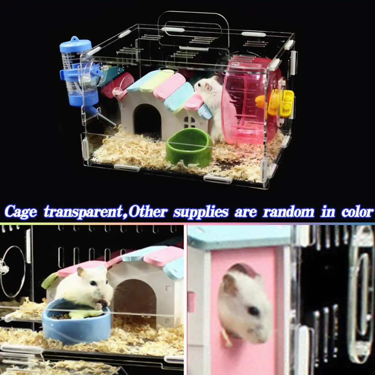 

Single Layer Hamster Cage Funny Guinea Pig Cage Small Pets Mice House Chinchilla Hedgehog Hamster Acrylic Accessories 25x20x15cm