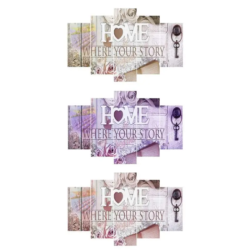 

Home Story 5D DIY Full Drill Diamond Painting 5-pictures Combination Mosaic Sweet Home Embroidery Kit Home Decor Wall Sticker
