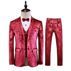 Корейская мода Для мужчин Цветочные костюмы Slim Fit Ночной клуб/выпускного вечера/вечерние/нежный Для мужчин платье костюмы для Для мужчин