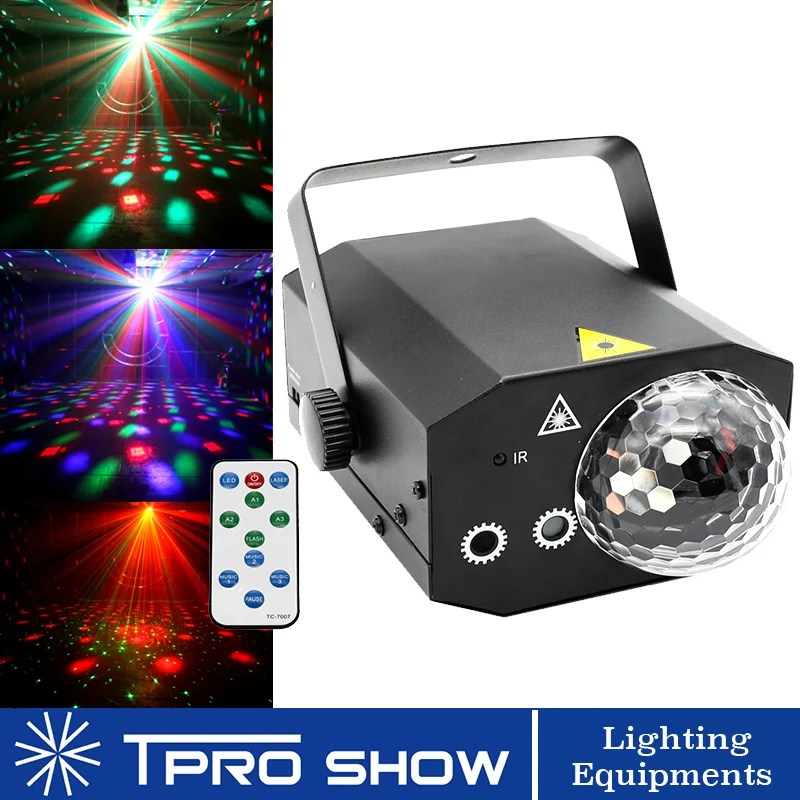 2In1 Laser Light Rgb Led Disco Ball Stage Effetto Illuminazione Musica Telecomando Rg Lazer Proiettore Mini Per Dj Disco Stage Club