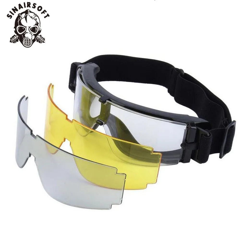 Морской пехоты США Airsoft X800 тактические очки для езды на велосипеде, солнцезащитные игровые очки ветро-защитные зеркальные линзы GX1000 черный 3 объектива