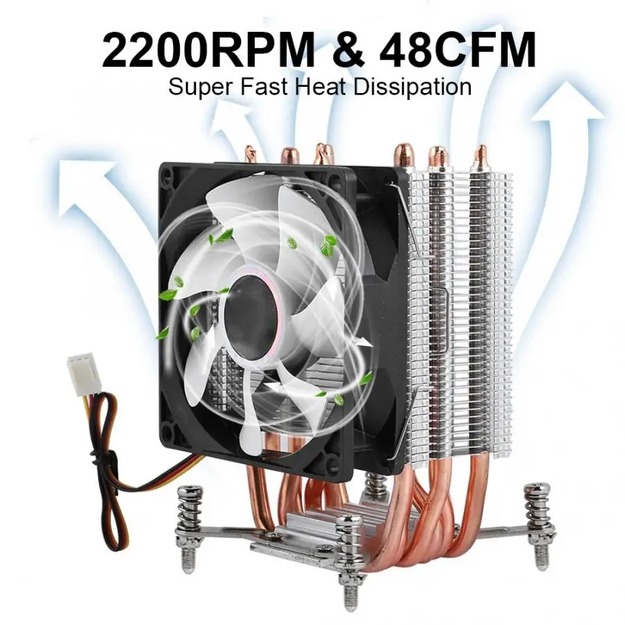 

2200RPM 6 Heatpipe CPU Cooler 48CFM Faster Heat Dissipation Quiet CPU Cooling Fan for for 115X / 1366 / 2011 Cooling Fan